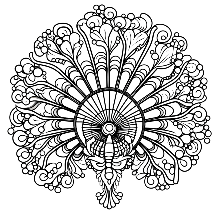 Ausmalbild Ornamentaler Fächer