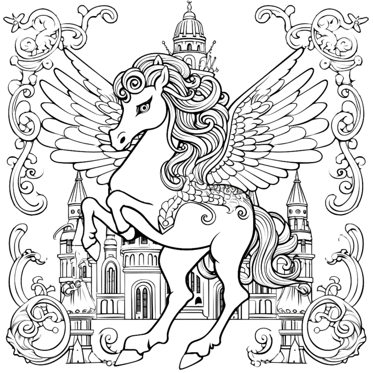 Coloring page Pegasus Mandala