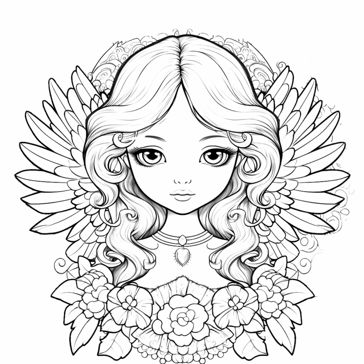 Gentle angel coloring page