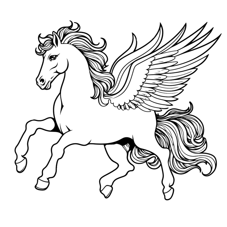 Ausmalbild Schillernd Pegasus