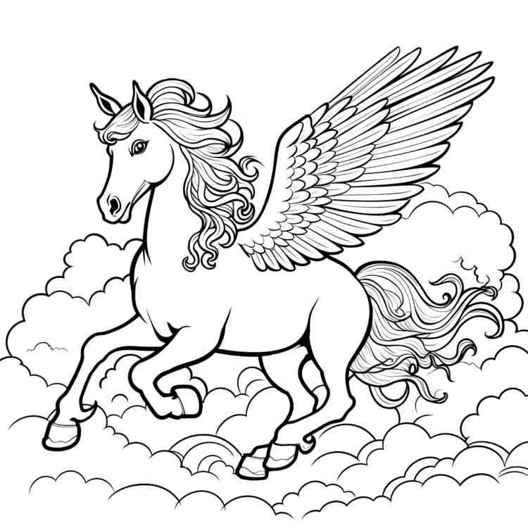 Shimmering Pegasus coloring page