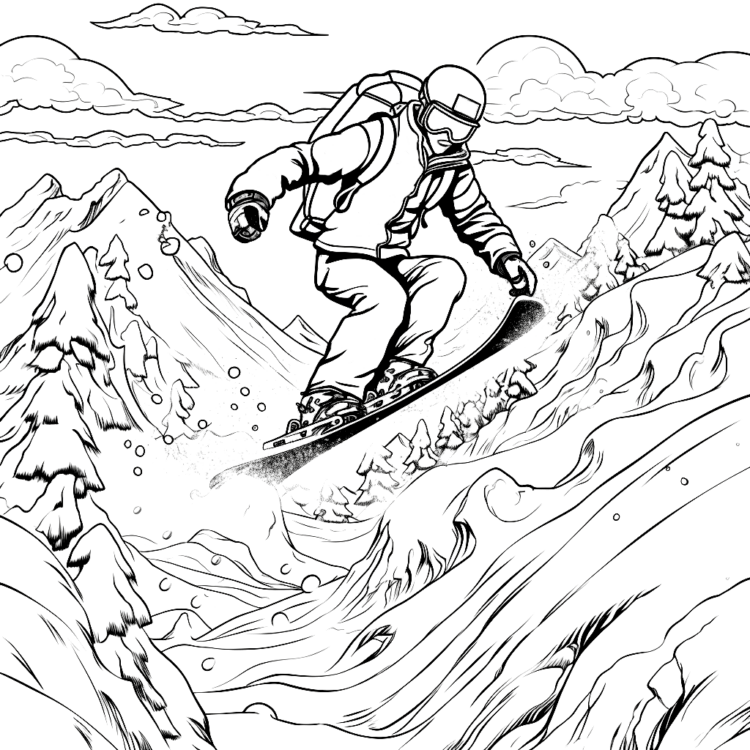 Dibujo para colorear trineo invierno