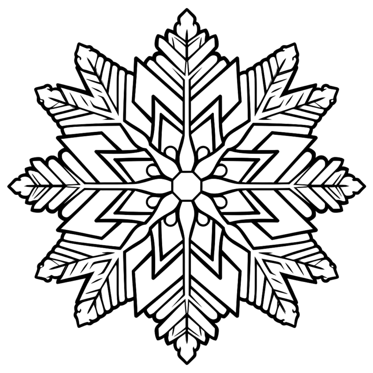 Dibujo para colorear copo de nieve invierno