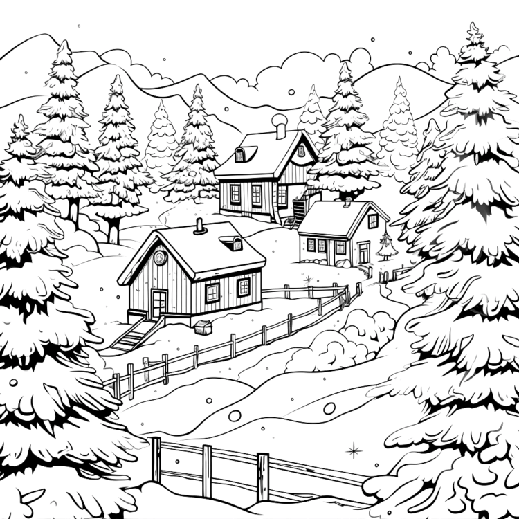 Colorear paisajes nevados