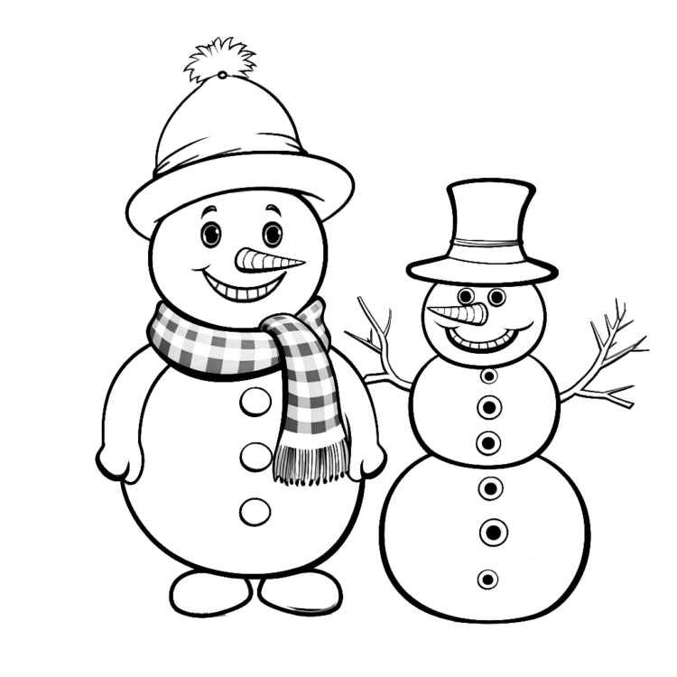 Dibujo para colorear amigo muñeco de nieve
