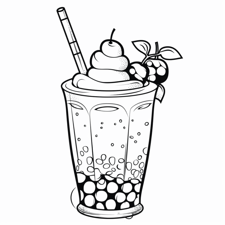 Ausmalbild Schneemann Sip Bubble Tea