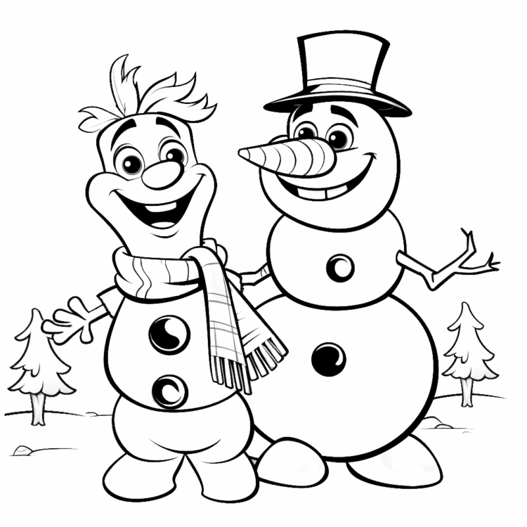 Dibujo para colorear amigo del muñeco de nieve