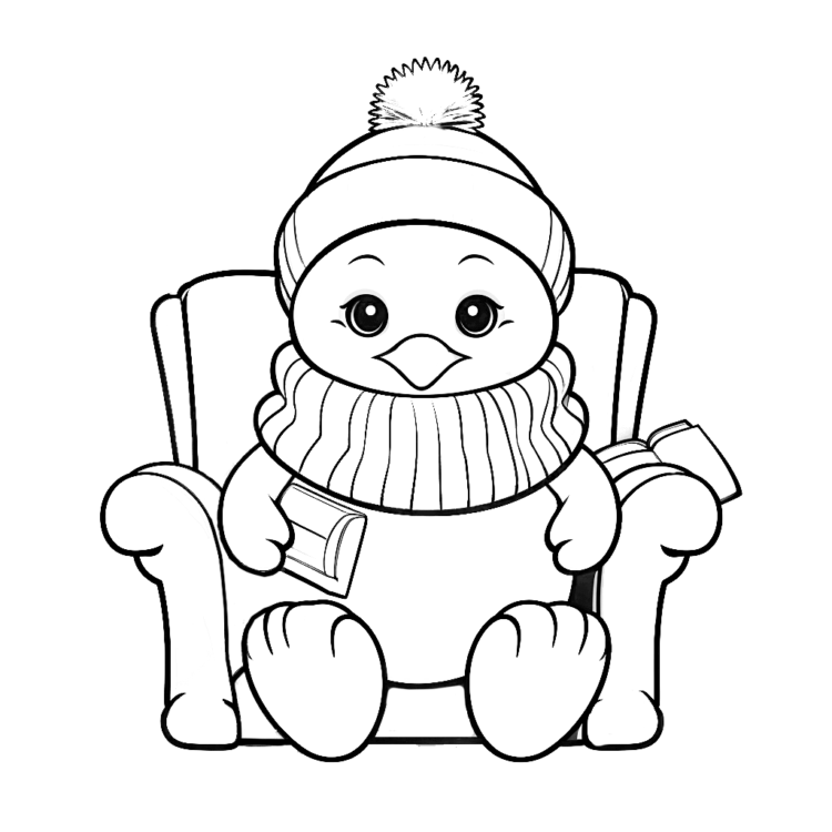 Página para colorear del gorro de Papá Noel muñeco de nieve