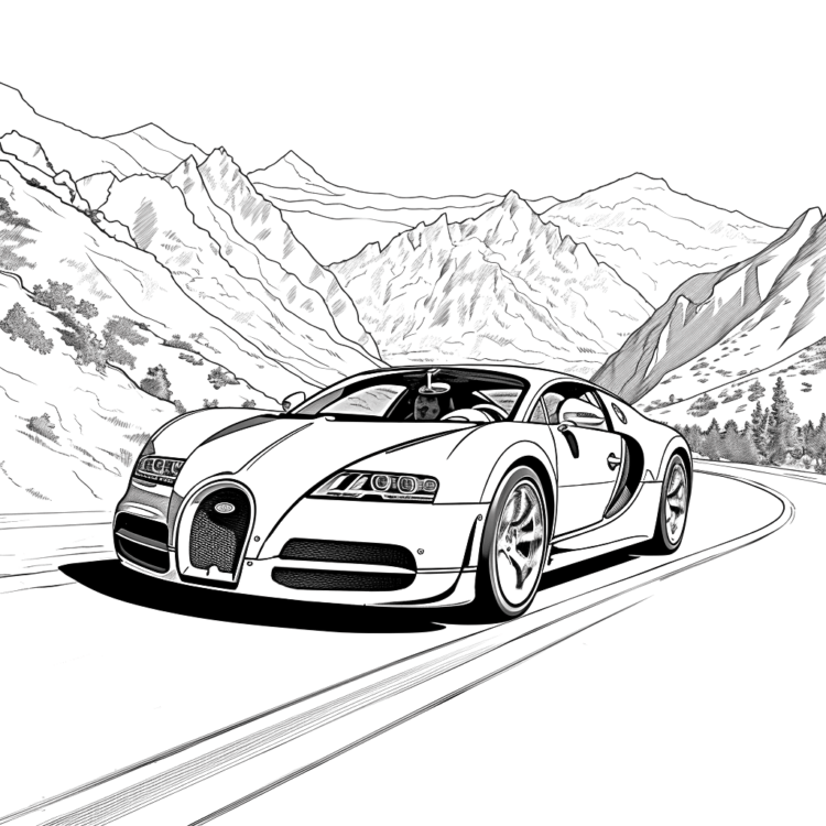Dibujo para colorear Coche Bugatti rápido