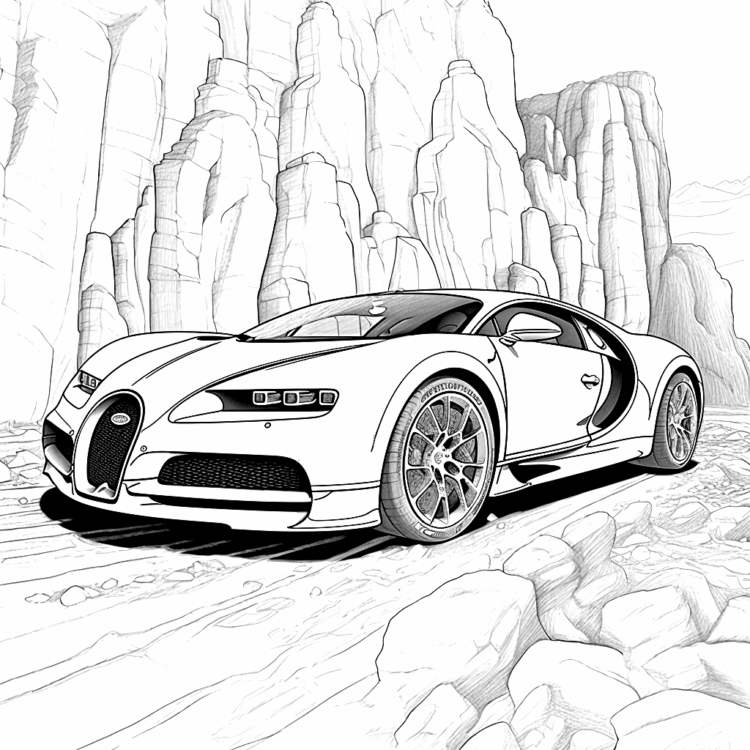 Coloring picture Fast Bugatti car