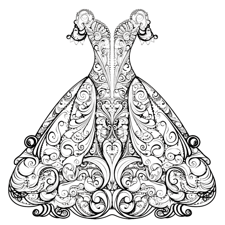 Ausmalbild Schönes Kleid