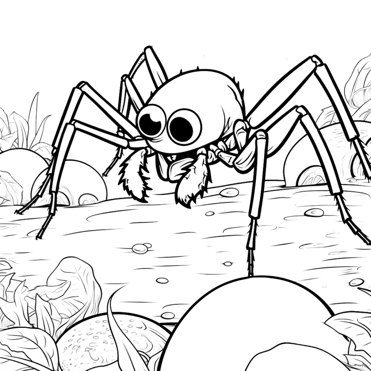 Dibujo para colorear araña tímida