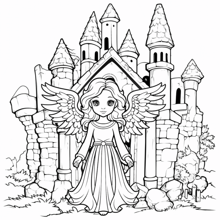 Guardian angel coloring page