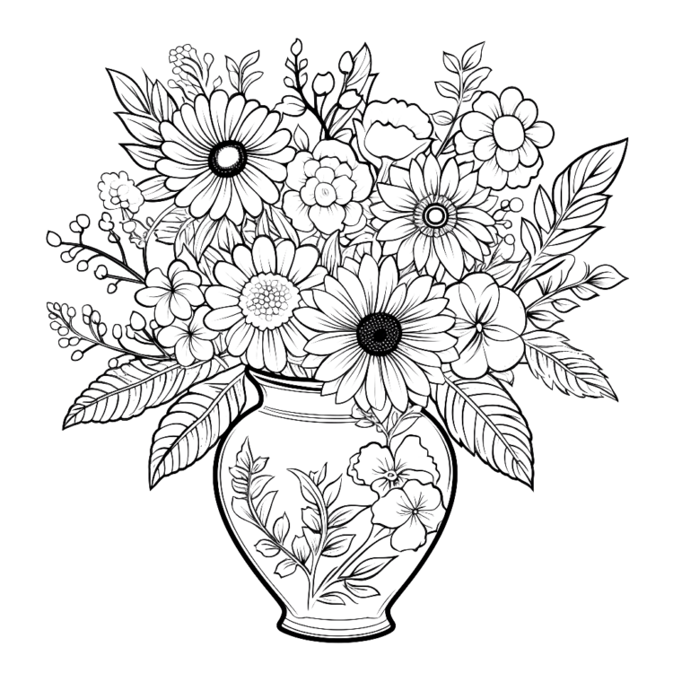 Dibujo para colorear flores pesadas
