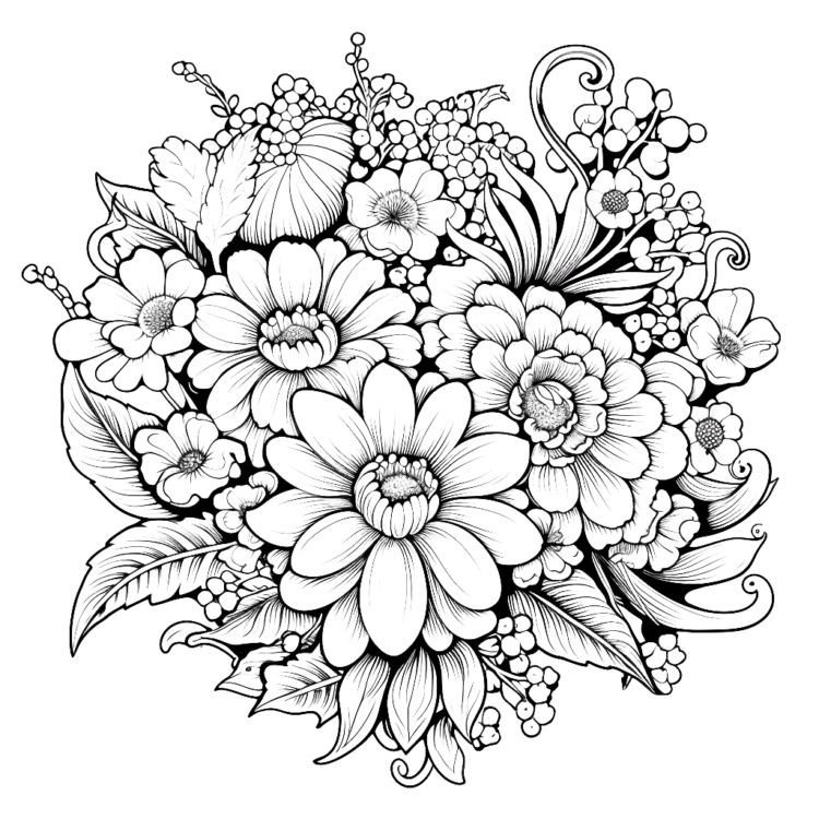 Dibujo para colorear Arreglo floral pesado