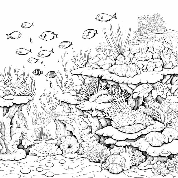 Dibujo para colorear Vista submarina pesada
