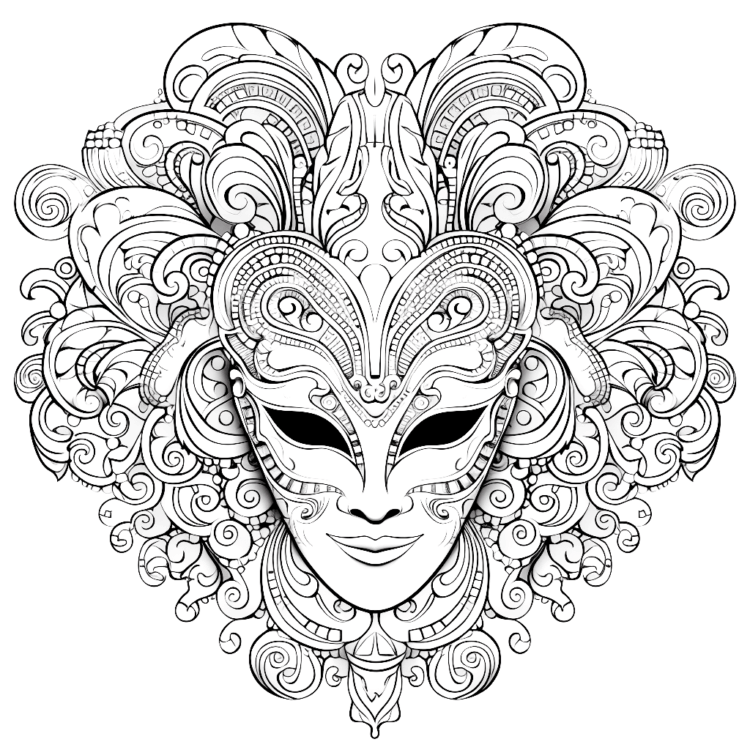 Dibujo para colorear Máscara veneciana pesada