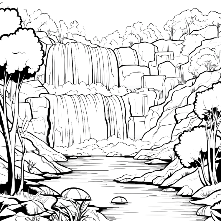 Dibujo para colorear Cascadas pesadas