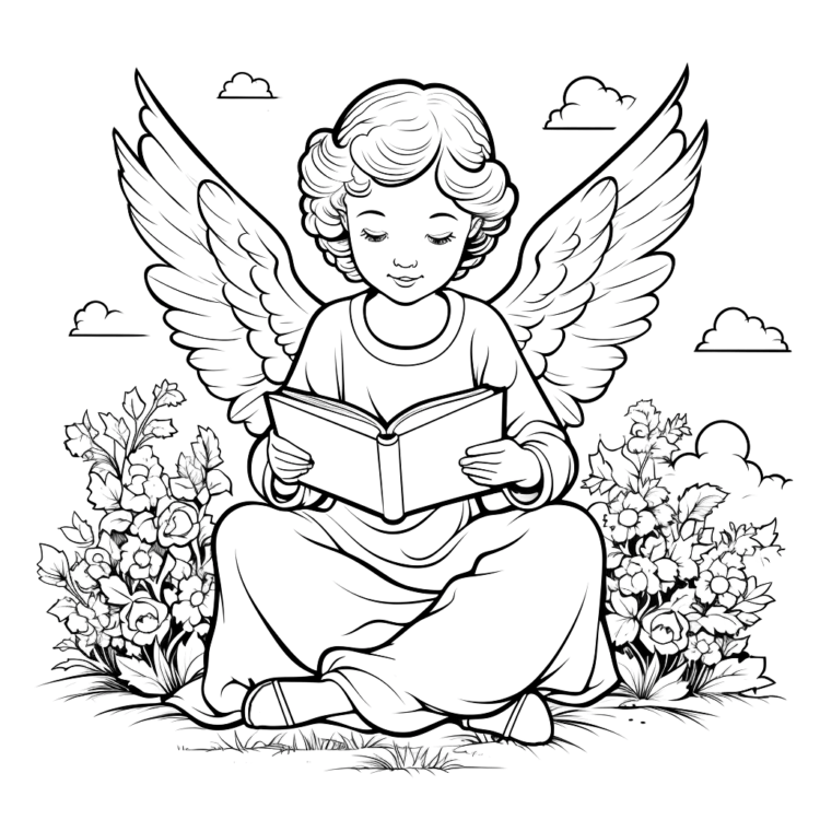 Seraphic angel coloring page