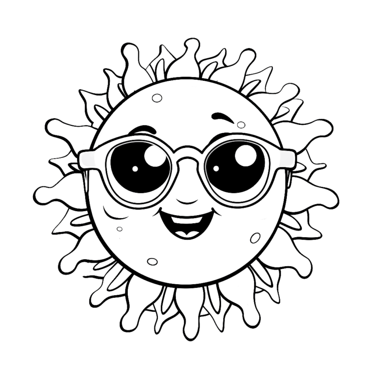 Coloring picture sun with glasses