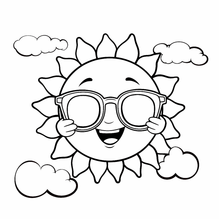 Coloring picture sun and sunglasses