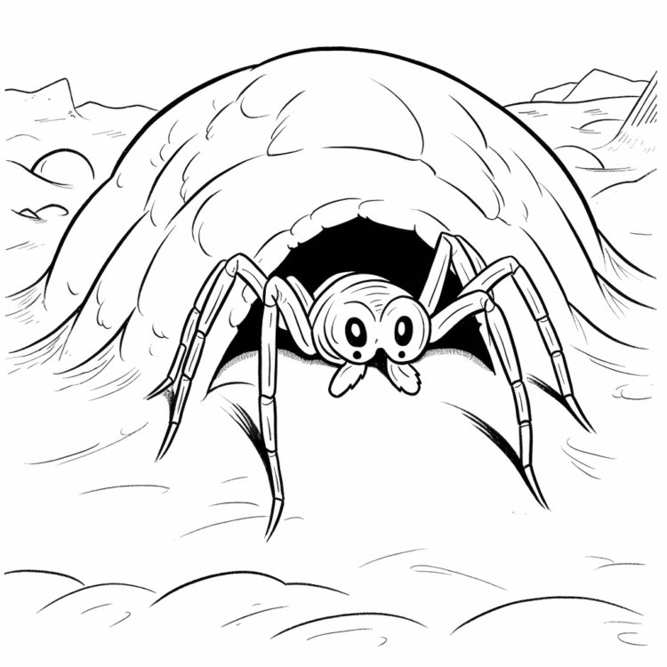 Dibujo para colorear araña de un agujero