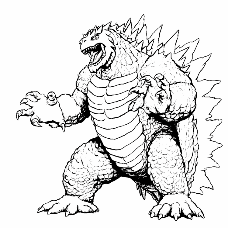 Dibujo para colorear de Godzilla Radiante