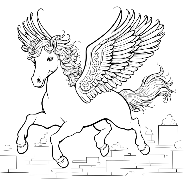 Ausmalbild Süßer Pegasus