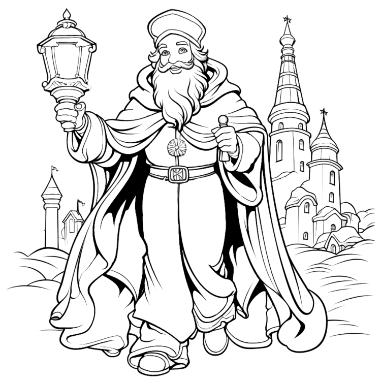 Dibujo para colorear San Nicolás Radiante
