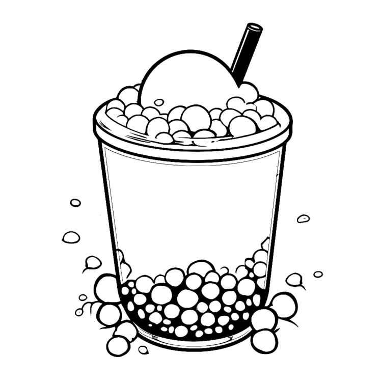 Ausmalbild Trostspender Bubble Tea