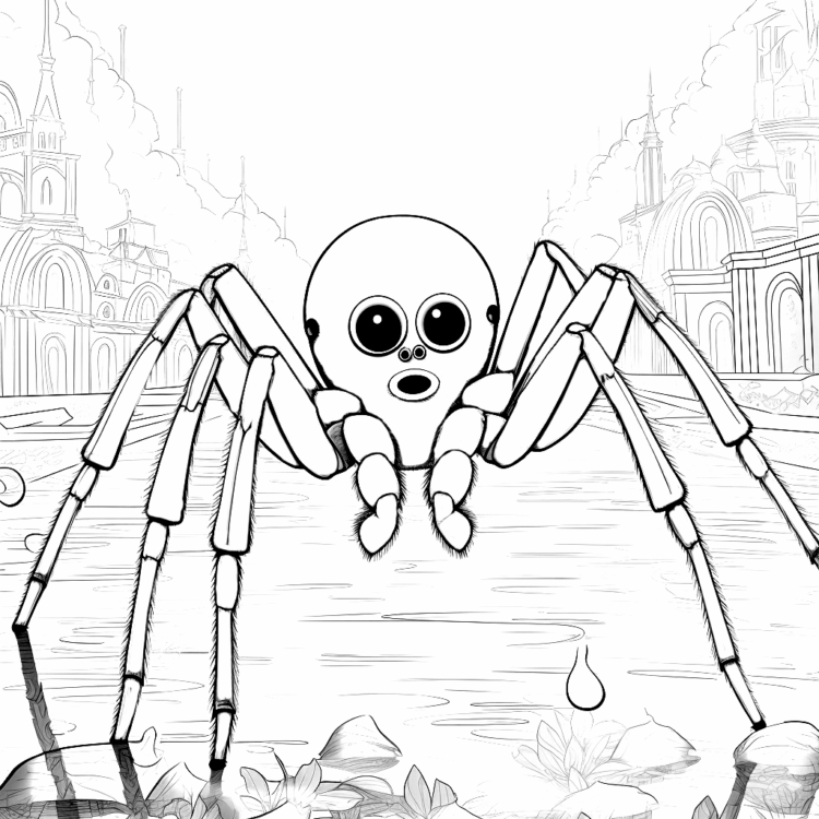 Dibujo para colorear Araña sorprendida