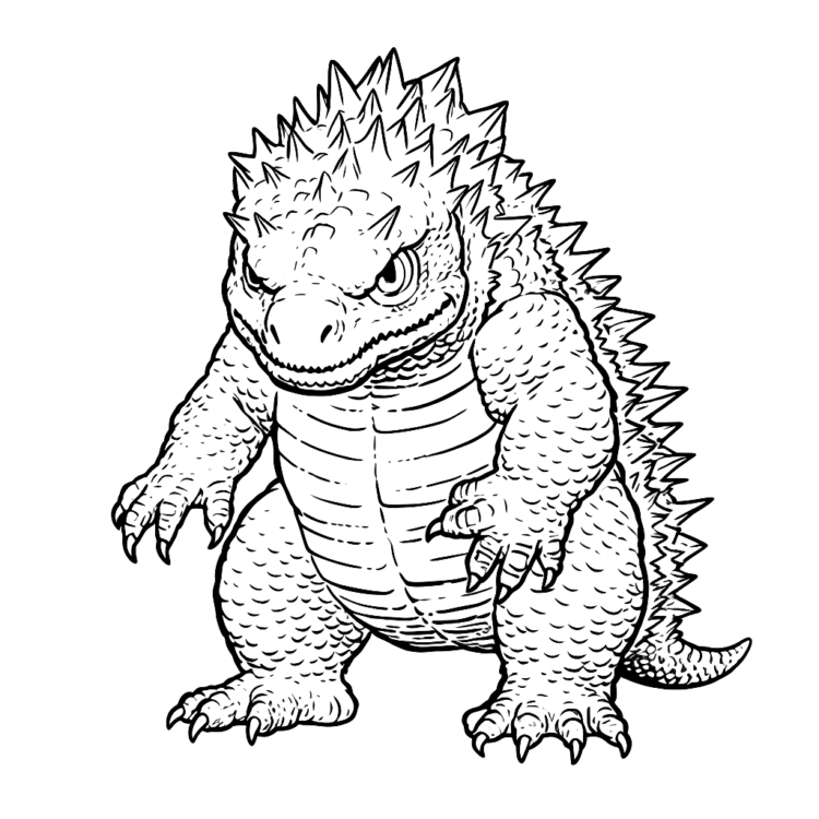 Ausmalbild Unaufhaltsamer Godzilla