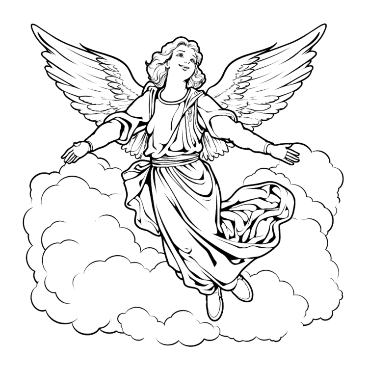 Página para colorear del ángel mensajero inocente