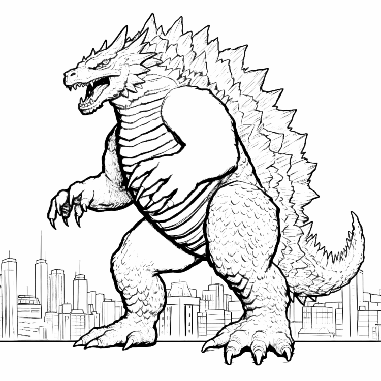Coloring picture Devastating Godzilla