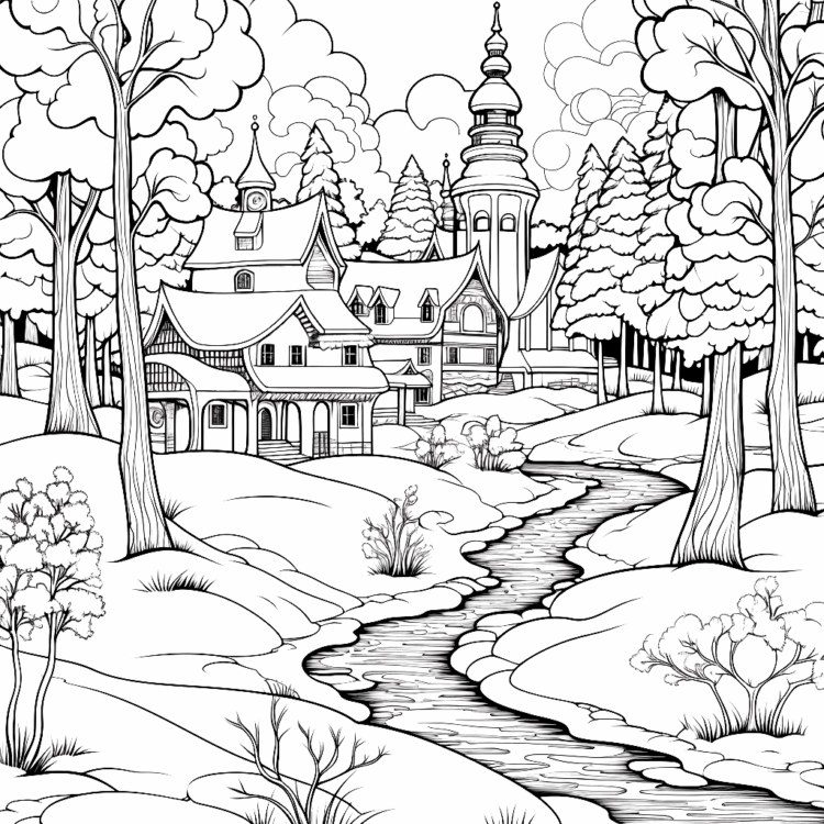 Dibujo para colorear Paisaje nevado
