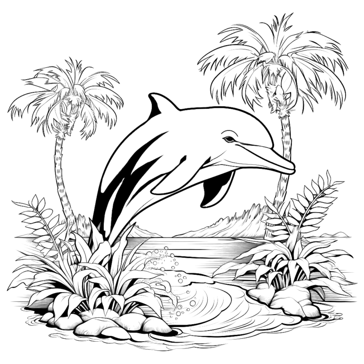 Dibujo para colorear Delfín buceador atrevido