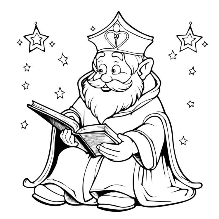 Ausmalbild Weiser St. Nikolaus