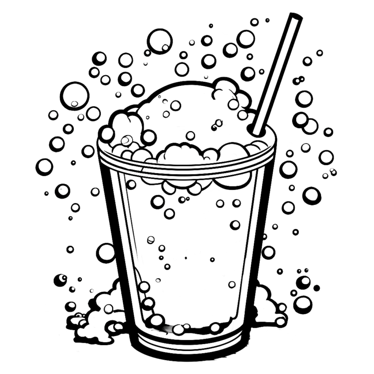 Coloring picture winter bubble tea