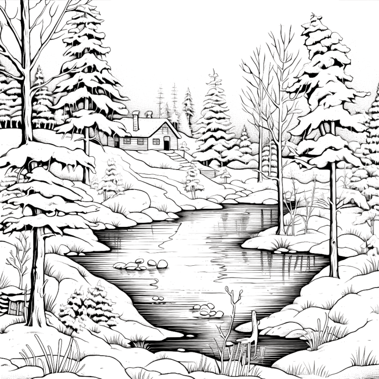 Dibujo para colorear página para colorear de invierno
