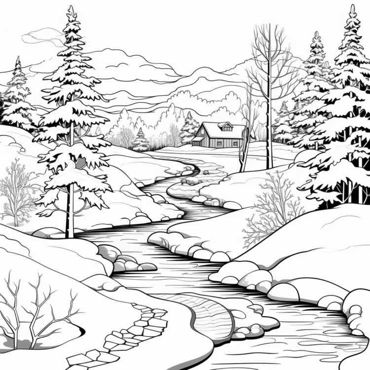 Coloring picture winter colors