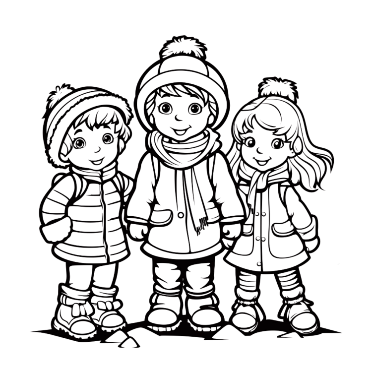 Ausmalbild Winterkinder