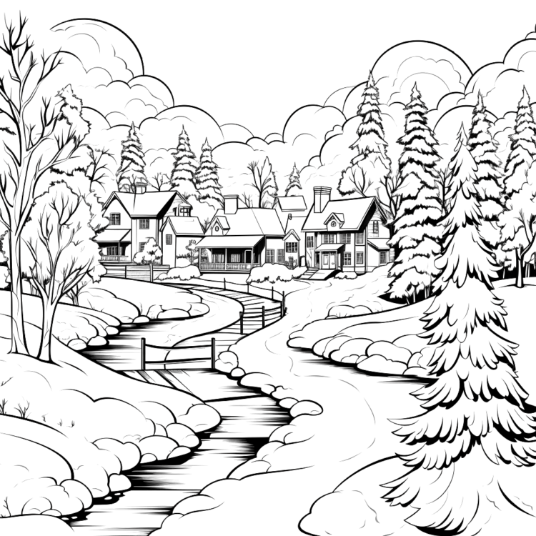 Dibujo para colorear Serenidad invernal