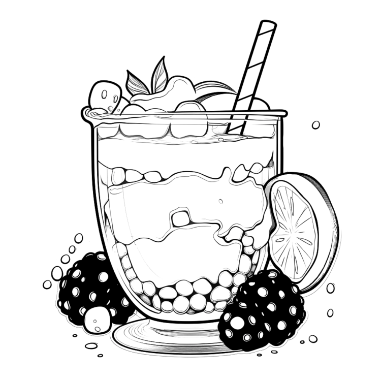 Coloring picture Winter warmth bubble tea