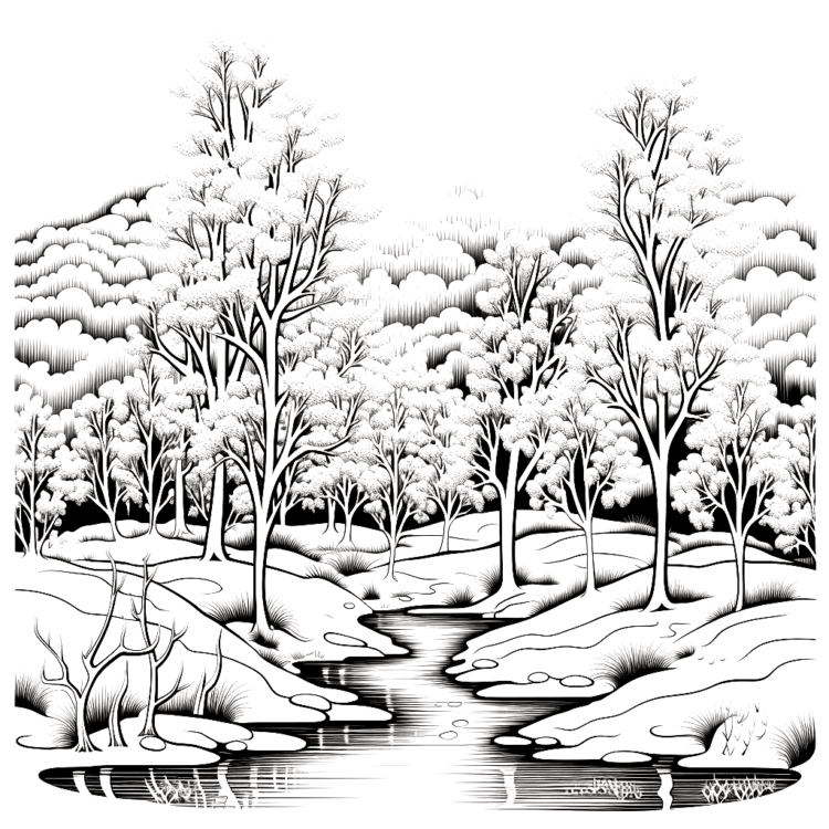 Dibujo para colorear belleza invernal