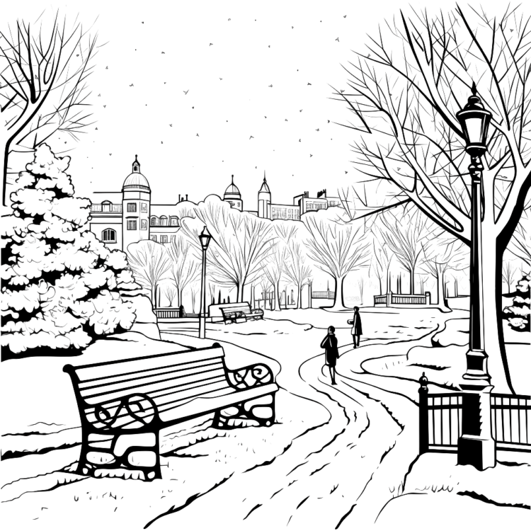Dibujo para colorear diversión invernal