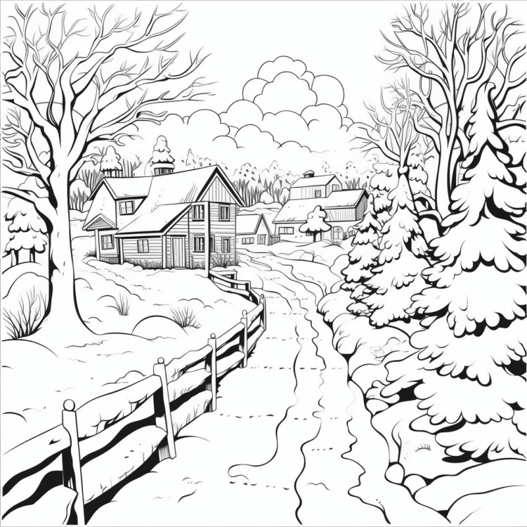 Dibujo para colorear sueños de invierno
