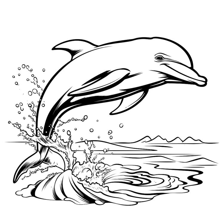 Ausmalbild Wirbelnder Delphin