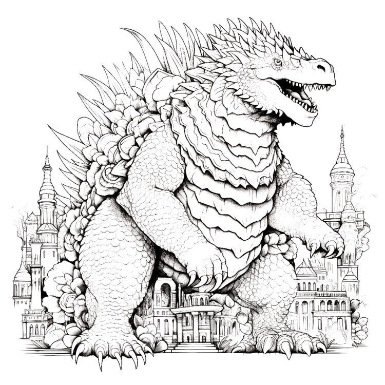 Coloring picture Destructive Godzilla
