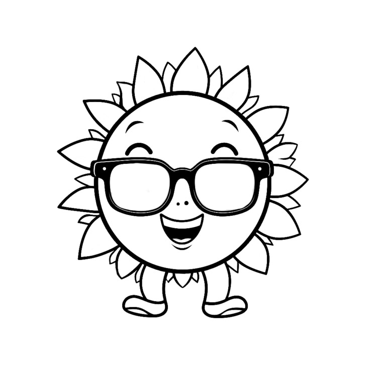 Coloring picture happy sun in glasses