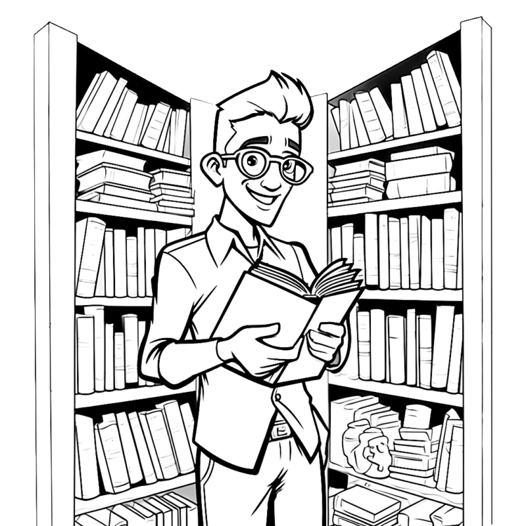 Coloring picture male librarian